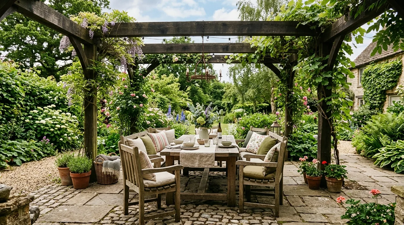 Try a modern dark pergola for stronger contrast inspiration for a backyard pergola space.